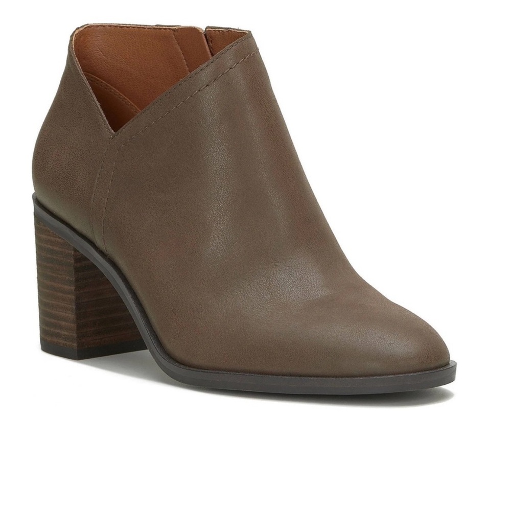 Lucky Panally block heel zipper leather bootie boot shoe size 8.5 zip up